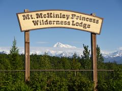 01A Denali Mount McKinley Framed In The Sign For Mt McKinley Princess Wilderness Lodge North Of Talkeetna Alaska