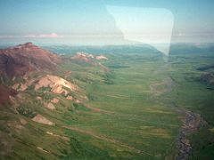 03B Looking North Up Sanctuary River With Double Mountain On Left From Denali Air Flightseeing Tour In 1999