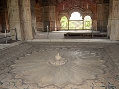16 Delhi Red Fort Rang Mahal Palace of Colours Lotus-Shaped Marble Carving On The Central Floor