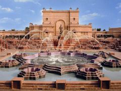 06 Delhi Akshardham Temple Musical Fountains Postcard