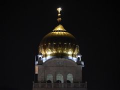 07B The Golden Dome Close Up From The Sarovar Gurdwara Bangla Sahib At Night Delhi India