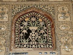 29 Jaipur Amber Fort Jai Mandir Sheesh Mahal Mirror Palace Window Detail