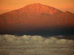 04B Fiery Red Sunrise On Mount Meru Tanzania From Shira Camp On Day 3 Of The Machame Route Climbing Mount Kilimanjaro Kili October 2000