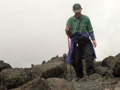 02A Jerome Ryan Trekking Among The Large Boulders Between Shira And Baranco Camps On Day 3 Of The Machame Route Climb Mount Kilimanjaro Kili October 2000