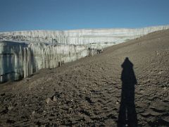 09A My Shadow On The Scree With The Large Glacier Near The Summit Of Mount Kilimanjaro Kili October 11, 2000