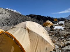 02B Tents of Lobuche East Base Camp 5170m with Nuptse and Ama Dablam