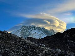10D Lenticular cloud over Nuptse and Lhotse after sunrise from Lobuche East Base Camp 5170m
