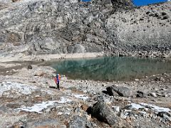 10A Walking past the small lake as I arrive at Lobuche East Base Camp 5170m