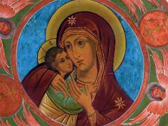 03B Virgin Mary And Baby Christ wall fresco Entrance St Basil’s Cathedral Moscow Russia