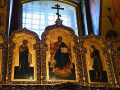 06E Top of the Iconostasis has frescoes of Virgin Mary and Christ Pantocrator Teacher Church of St Basil the Blessed St Basil’s Cathedral Moscow Russia