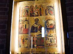 10E Velikoretskaya Icon of St Nicholas the miracle worker with scenes from his life Moscow 16C in the Crypt St Basil’s Cathedral Moscow Russia