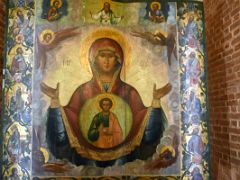 11C Our Lady Of The Sign Virgin Mary with the image of the Child Jesus within a round aureole upon her breast 1780s in the Crypt St Basil’s Cathedral Moscow Russia