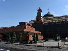 02A Lenin Mausoleum Tomb with Senatskaya Tower and dome of Kremlin Senate Red Square Moscow Russia