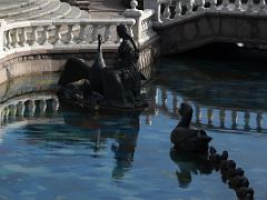 04B A sculpture in the waterway of a Russian fairy tale about geese-swans in Manezhnaya Square Moscow Russia