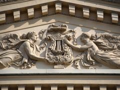 02D Bas-relief by Alberto Cavos depicts two angels lifting the lyre of Apollo above Bolshoi Theatre Moscow Russia