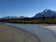 02C Matanuska River With Matanuska Peak On Left And Pioneer Peak On Right From Tourist Train Just Before Wasilla On The Way To Denali National Park Alaska