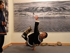 02A Traditional Inuit Games Jump From One Hand Stand Demonstration In Pond Inlet Mittimatalik Baffin Island Nunavut Canada For Floe Edge Adventure