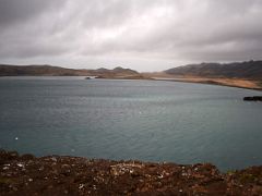 03D The southern end of Kleifarvatn lake with Middegishnukur mountain to right from Sydristapi cliff view point Reykjanes Peninsula Iceland