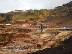 04A Walking to the colourful geothermal area at Seltun Krysuvík Reykjanes Peninsula Iceland