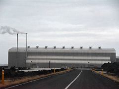 11A We drove down side road 443 past one of the buildings of Reykjanes Power Station geothermal power station Reykjanes Peninsula Iceland
