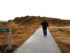 07A We drove down a side road to Djupalonssandur beach and walked down a boardwalk to Utsyni view point in Snaefellsjokull National Park Snaefellsnes Peninsula Iceland