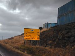 06B From Borgarnes we turned on to road 54 with a mileage sign on the drive from Reykjavik to Snaefellsnes Iceland