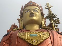 08B The Head Of Padmasambhava Guru Rinpoche Statue Close Up With Khatvanga Trident With Three Severed Heads At Samdruptse Near Namchi South Sikkim India