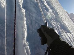 06A Climbing The Fixed Ropes Using An Ascender Jumar With Makalu Beyond On The Climb To The Island Peak Summit
