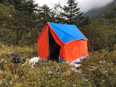 09B Kitchen Tent At Tallem On Day 1 Of Green Lake Trek To Kangchenjunga East Face Sikkim India