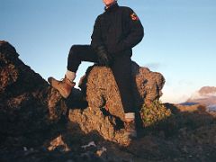 08 Jerome Ryan Enjoying The Sunset At Barafu Camp With Mawenzi Peak Behind On Day 4 Of Machame Route Mount Kilimanjaro Kili Climb October 2000