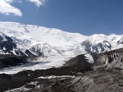 11A Lenin Peak full summit ridge from Razdelnaya Peak and Lenin Glacier from trail just before the river crossing on the way to Ak-Sai Travel Lenin Peak Camp 1 4400m