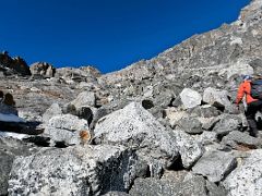 05C Ascending the scree slope and rocks on the way to Lobuche East Base Camp