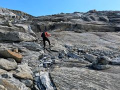 04A Climbing the steeper rocky slabs on the way to Lobuche East High Camp 5600m
