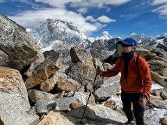 12B Climbing along the Lobuche Peak rocky ridge with views to Nuptse, Makalu, Baruntse as we near Lobuche East High Camp 5600m
