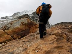 01B The rock climbing with a hand rope continued a few minutes after leaving Lobuche East High Camp 5600m to start the climb to the Lobuche East Peak summit