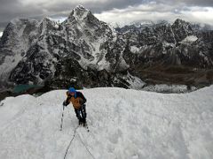 07A The beginning of the snow slopes are fairly gentle and I use my trekking poles on the Lobuche East Peak summit climb