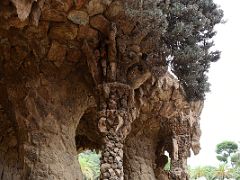 07C Stone columns hold up the Portico of the Washerwoman Park Guell Barcelona Spain