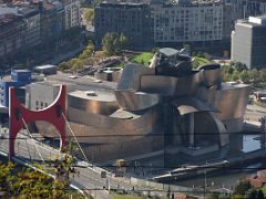 03C Guggenheim Bilbao Frank Gehry Building And Arcos rojos - Daniel Buren 2007 La Salve Bridge From Mount Artxanda Guggenheim Bilbao Spain