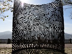 06A La Huella Metal fingerprint sculpture by Juanjo Novella 2006 Mount Artxanda Bilbao Spain