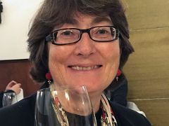 03B Charlotte Ryan Enjoys Frore de Carme Solo Albarino Wine At Ibai Restaurant San Sebastian Donostia Spain