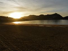 01A Mount Igueldo Is At The End Of The La Concha Curved Bay From Across La Concha Beach At Sunset San Sebastian Donostia Spain