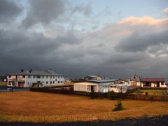 05C Driving thru Hellissandur the last village on the north coast on road 574 Snaefellsnes Peninsula Iceland
