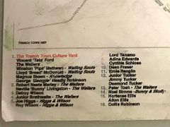 02E Close up showing names of the people who lived in Trench Town incl Bob Marley at Culture Yard Trench Town Kingston Jamaica