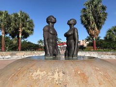 17A 11 ft, 3m bronze sculpture Redemption Song by celebrated Jamaican artist Laura Facey graces the ceremonial entrance of the Emancipation Park Kingston Jamaica