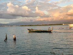 19B A small tour boat after finishing its day in the water across from Grand Port Royal Hotel Marina Kingston Jamaica