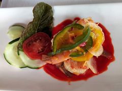 04C We had a delicious shrimp salad for our lunch appetizer on the patio of The Great House Strawberry Hill Resort near Kingston Jamaica