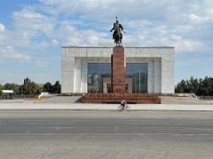 15A Statue of Manas at Ala-Too Square with Kyrgyz State History Museum Bishkek Kyrgyzstan