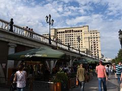 01B Walking by a McDonalds restaurant in the Okhotny Ryad shopping mall with the Four Season Hotel beyond Manezhnaya Square Moscow Russia