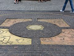 05A The bronze plaque marking Russia Kilometre Zero is located just in front of the Iberian Chapel in Manezhnaya Square Moscow Russia