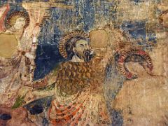14B Mural painting of the Baptism of Jesus on the Altar of Saint John the Baptist from around 1390 Close Up Mezquita Mosque Cathedral Cordoba Spain